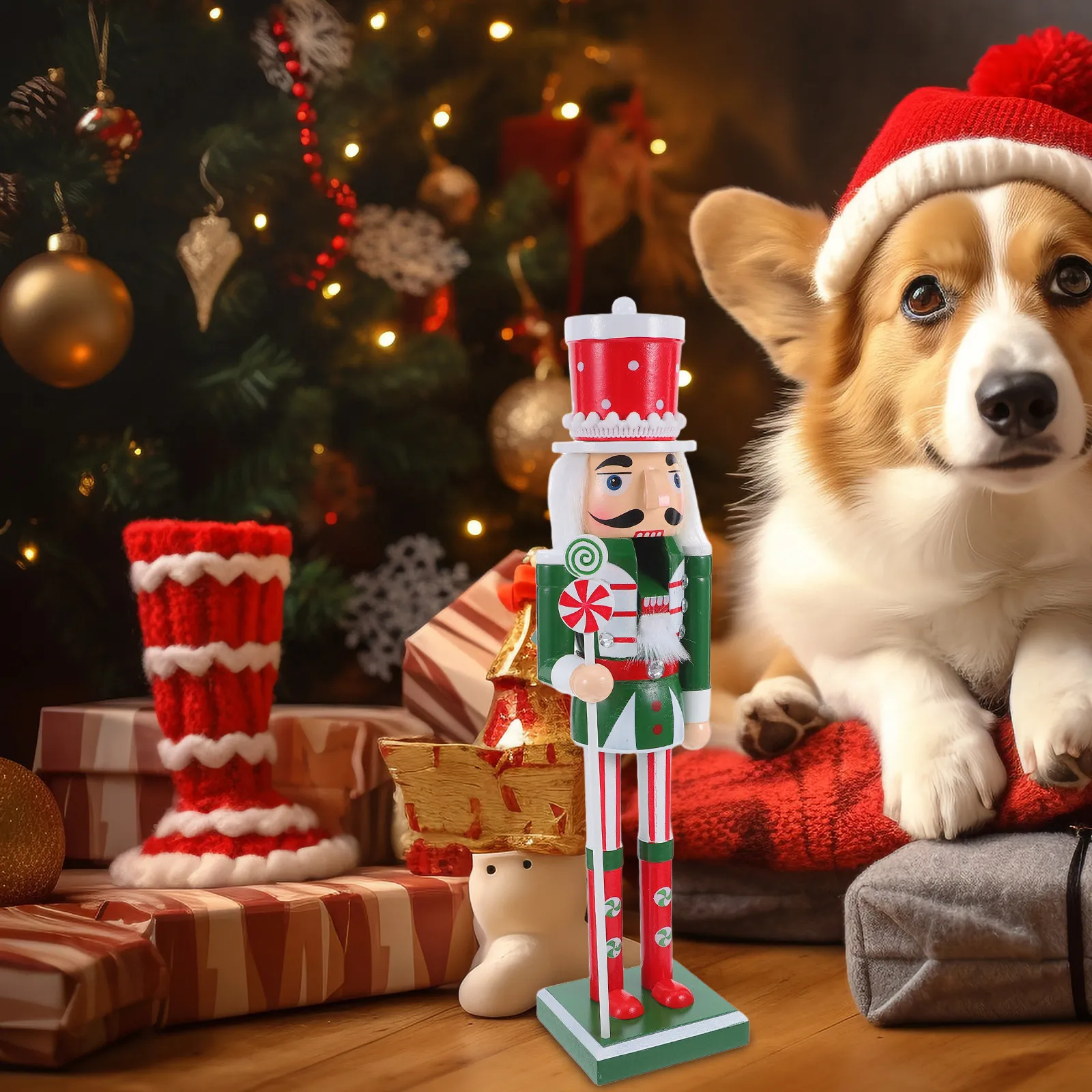 

Рождественский деревянный солдатик-Щелкунчик ручной работы, традиционное праздничное украшение для полки, стола, центрального элемента декора на Рождество