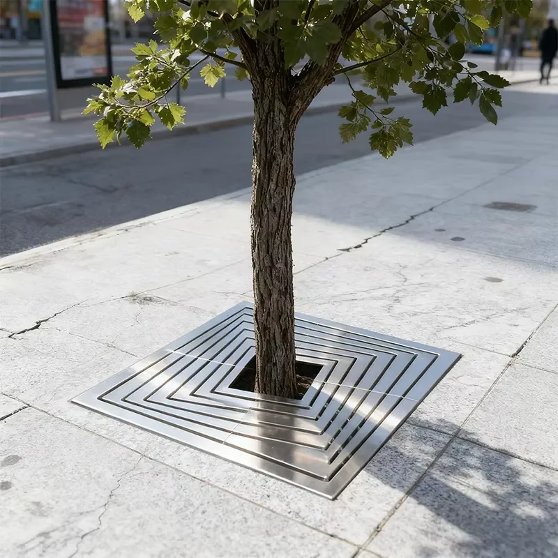 Customized Outdoor Steel Tree Grating Sidewalk Metal Tree Stainless Steel Drainage Channel