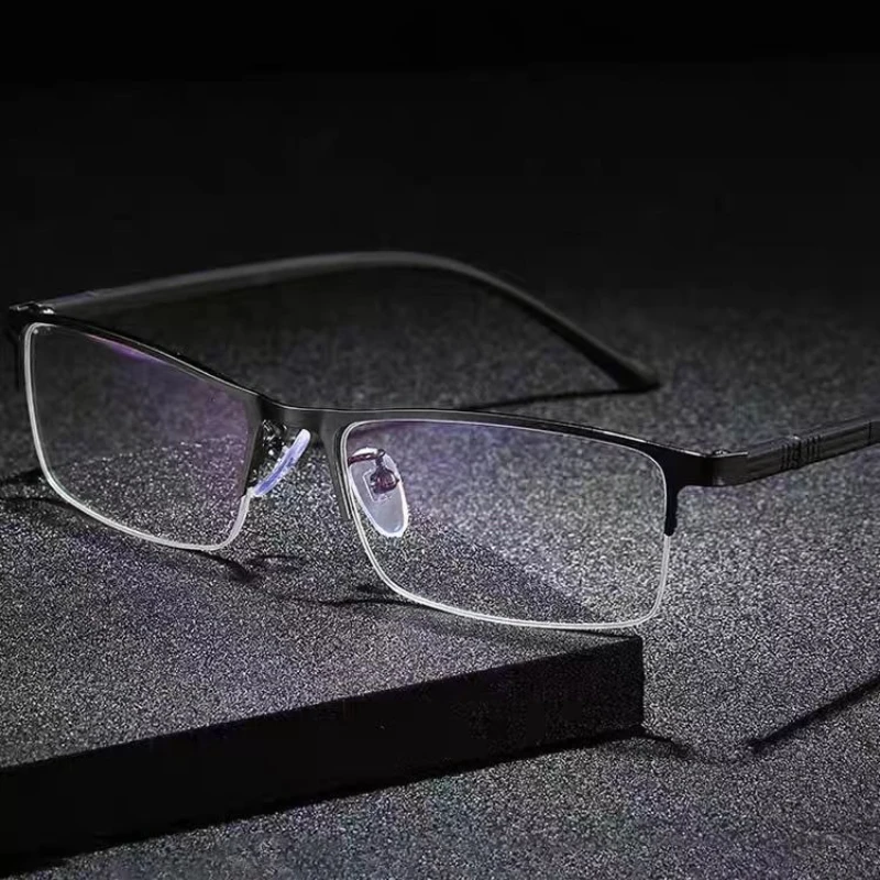 معدن نصف إطار الضوء الأزرق حجب نظارات للقراءة الرجال مربع قارئ النظارات موضة النساء طويل النظر نظارات + 1.0 إلى + 4.0 #1