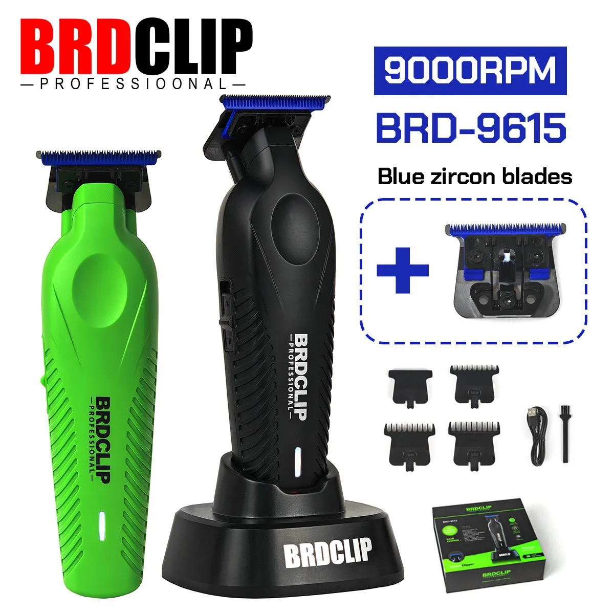 BRDCLIP 9615 Professional Hair Trimmer For Man 9000RPM Barber Finish Electric Clipper with Charger Stand Hair Cutting Machine