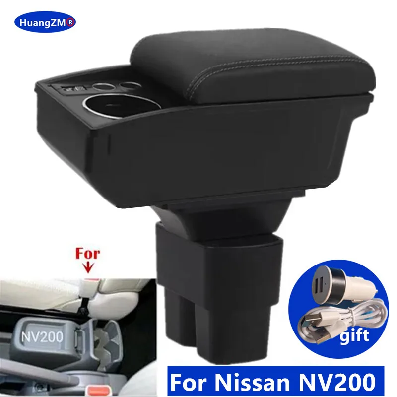 For Nissan NV200 Armrest Box For Nissan NV200 Car Armrest Double-layer Storage Box Cup Holder Dedicated Retrofit Car Accessories