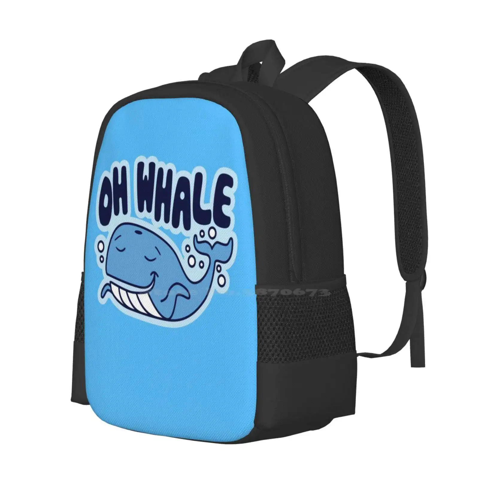 Oh Whale Funny Saying Pun Of Oh Well Hot Sale Backpack Fashion Bags Funny Digistickie Whale Punny Humor Cartoon