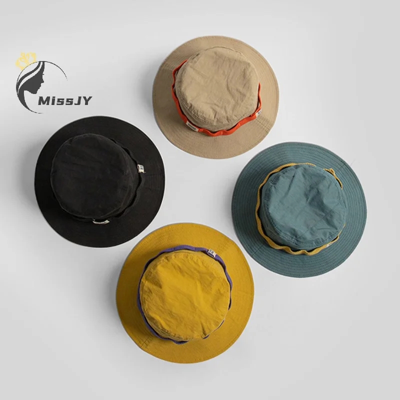 コントラストヴィンテージフィッシャーマンハット男性と女性用夏のアウトドアキャンプ登山帽子大きなつばの日よけ帽子
