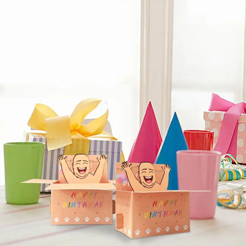 1Pcs Paper Humorous Whimsical Card 3D Terrifying Bald Character Design Hilarious Happy Birthday Card DIY Accessories