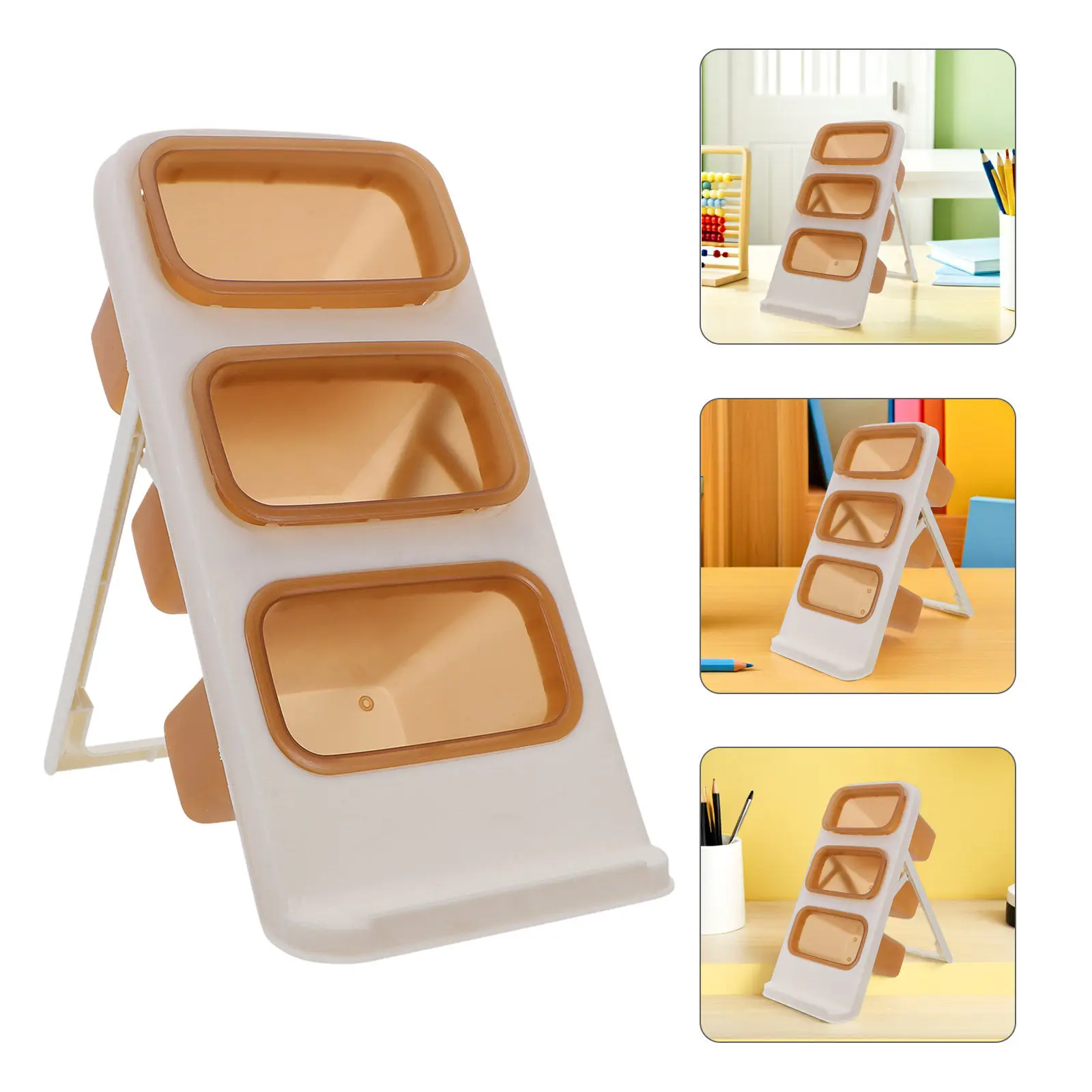 2Pcs Desk Paint Brush Organizer Minimalist Plastic Makeup Brush Cup Holder Rotating Cylinder Vanity Pen Holder Decorative