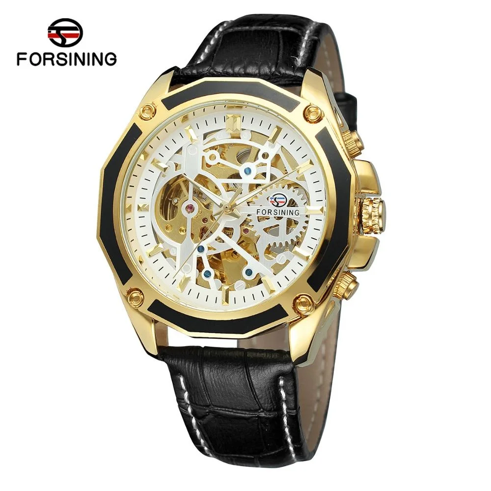 FORSINING 1030L sport 2023 Skeleton Automatic Genuine Leather Men Watch reloj para hombre Chinese Factory best sell Recommend