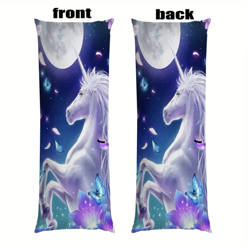 1pc Fantasy Unicorn Body Pillowcase, 50.8X137.16 cm, Double-Sided Print, Ultra-Soft Polyester, Zipper Closure, Machine Washable,