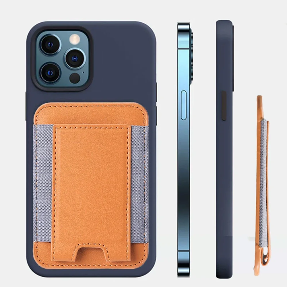 Business Magnet Wallet Card Elastic Leather Pattern Bag For IPhone 17 Air 16 15 14 13 12 Pro Max S25 Ultra with Strong Magnetic