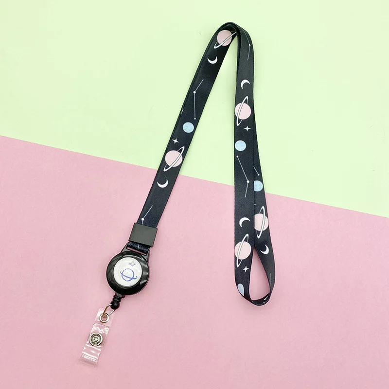Cartoon Extendable Lanyard Student Card Sleeve Hanging Neck Long Rope Adjustable Work Card Chest Card Lanyard