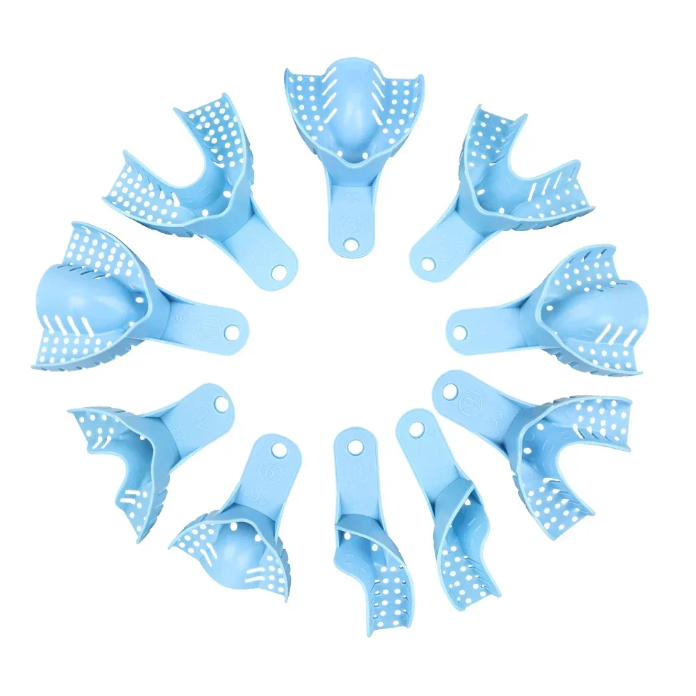 

ELIJAH 10Pcs/set Dental Plastic Impression Tray 121℃ Autoclavable Dental Impression Trays Without Metal MeshDental Lab Materials