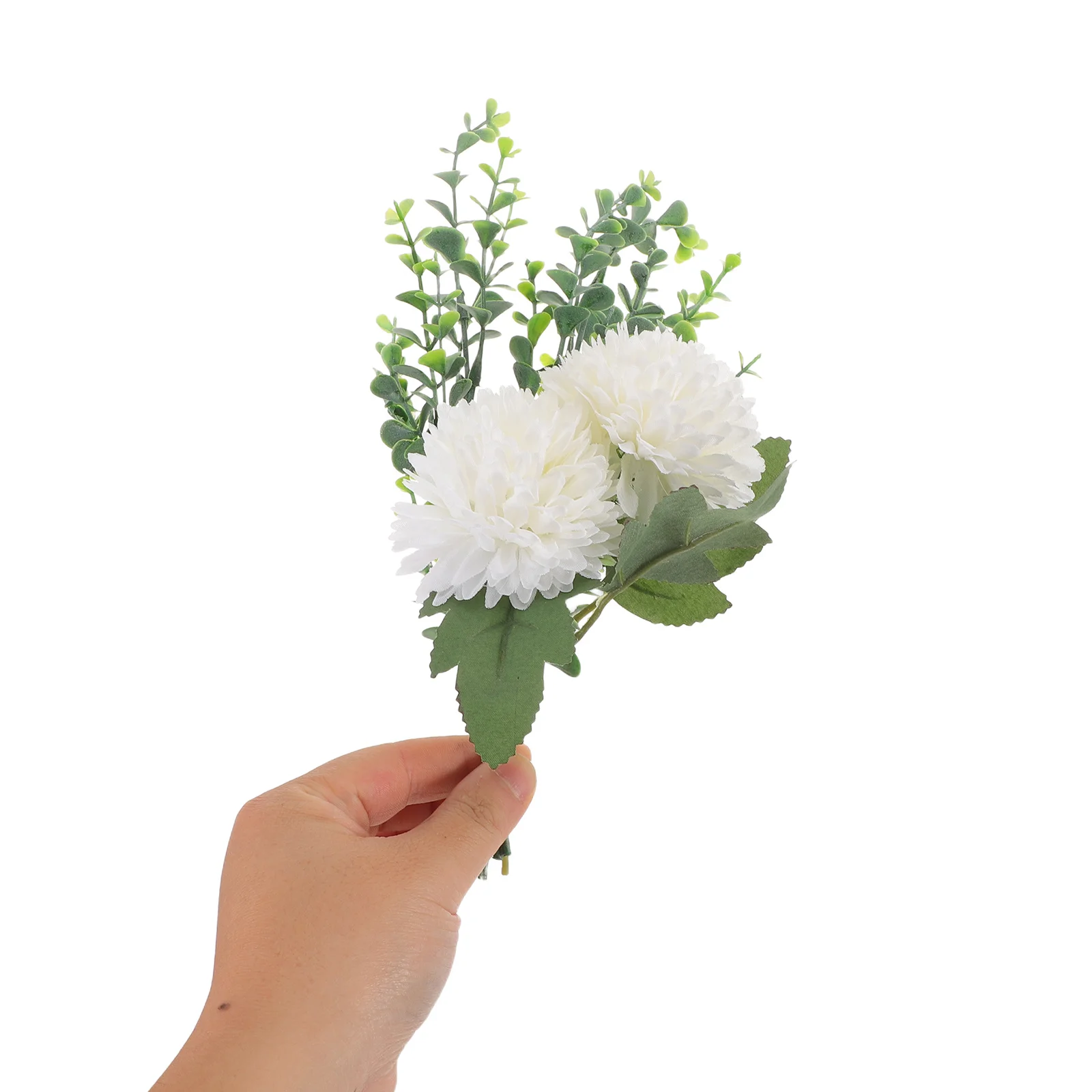 

Artificial Flower Ball: White Chrysanthemum Eucalyptus Faux Flowers For Home Garden Wedding Christmas Thanksgiving Decor