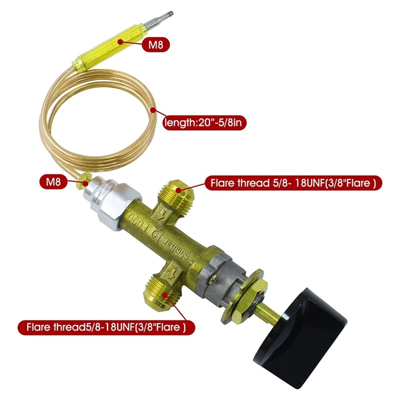 Low Pressure Propane Gas Repair Flameout Protection Copper Valve Kit 5/8-18UNF (3/8Inch Flare)