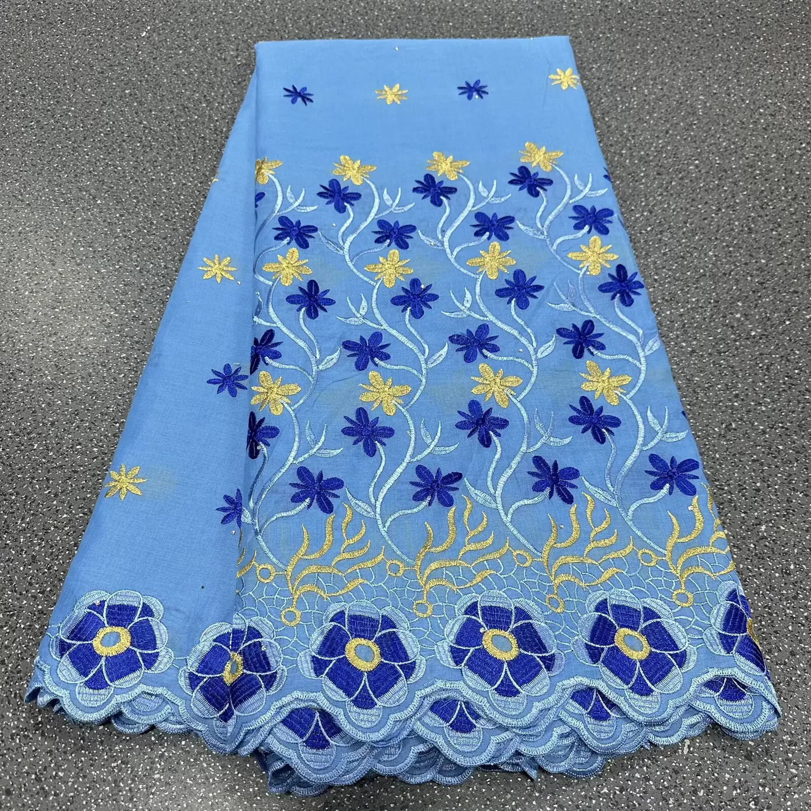

2025 Newest African Cotton Lace Fabric 5 Yards High Quality Embroidery Lace Nigerian Swiss Cotton Lace Fabric For Wedding Dress