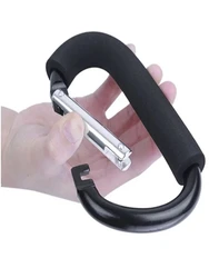 Black Carabiner Stroller Hooks Organizer Aluminum D Ring Spring Snap Keychain Clip Carry Handle for Hanging Purses Shopping Bags