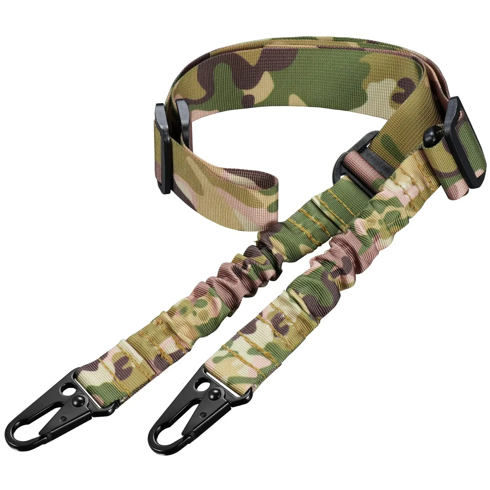 Rifle Sling Safety Belt Military Army Green Camouflage Color Two Points with Length Adjuster Universal Metal Hook Shoulder Sling