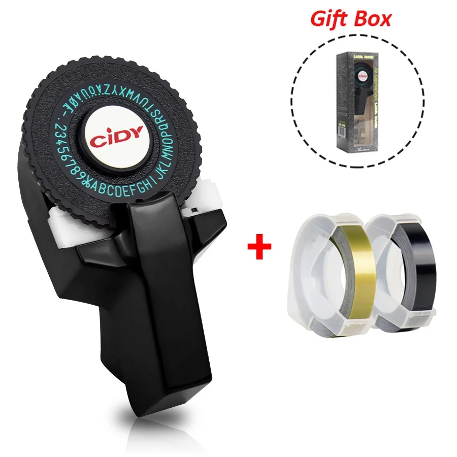 Cidy Manual Label Machine 3D Embossing Label Machine Comes with 2 Free Adhesive Tapes (9mmx3m)