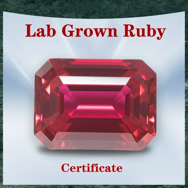 Lab Grown Ruby Red Color Emerald Cut VVS1 Selectable AGL Certificate for Gemstone Charms Beads s for jewel making