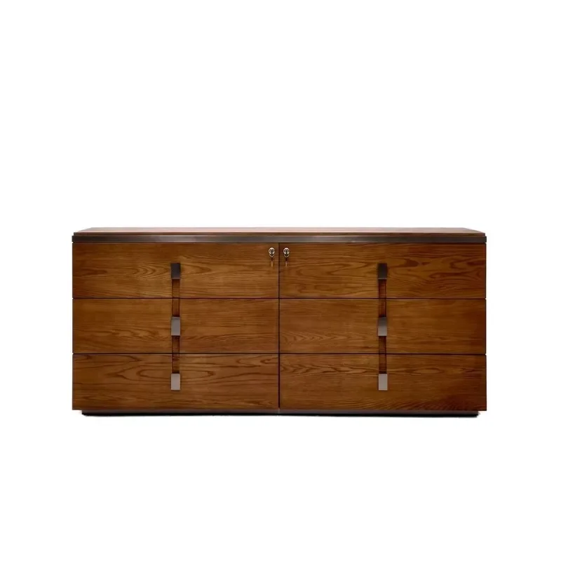 North American Black Walnut Brushed Bronze Hardware Handle Decorative Dining Room Medieval Side Cabinet Home Furniture Kitchen