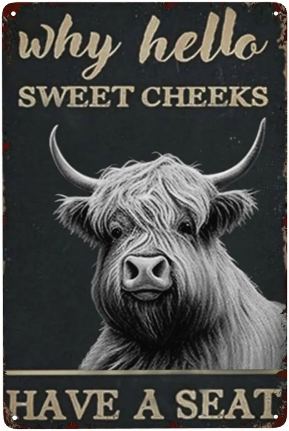 ZHIQUN Cow Greeting Metal Poster 8X12IN - 