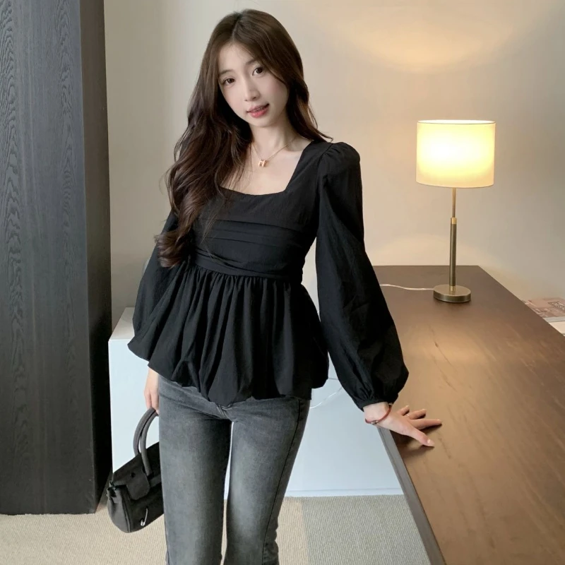 Camicie e camicette bianche da donna a maniche lunghe bellissime in promozioni Vendita di moda 2025 Elegante top corto da donna sociale Y2k