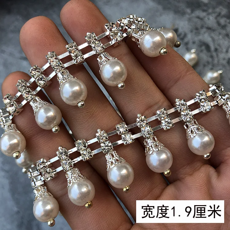 white pearl beaded lace trim for hat bag clothing shouder decorative accessories cloth trim