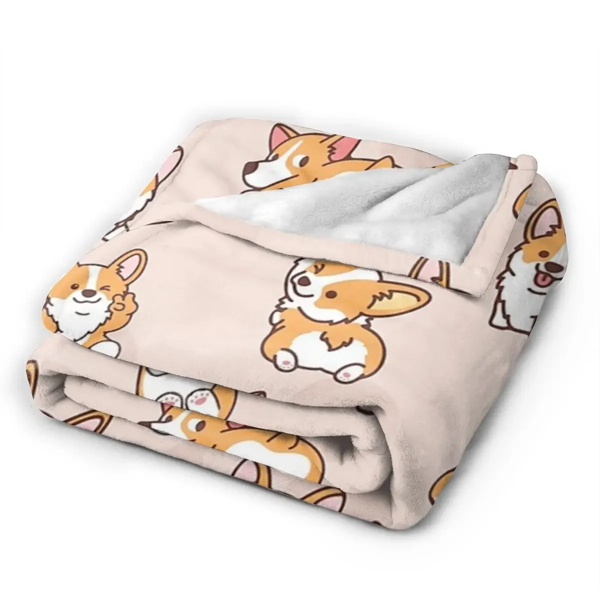 Corgi Puppy Fun Blankets Soft Warm Flannel Throw Blanket Cover for Bed Living room Picnic Travel Home Sofa