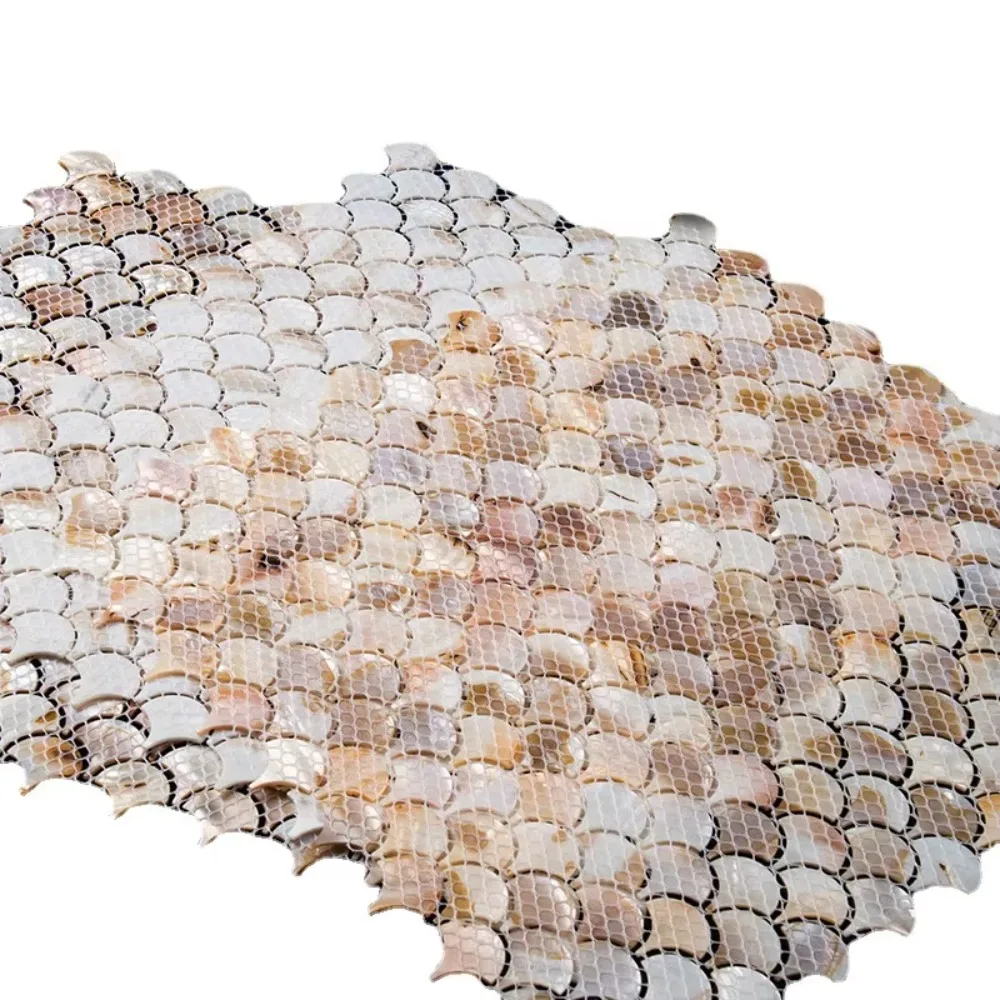 Artistic Shell Mosaic Tile Dyed Waterproof Fish Scale Tile DIY Eco-friendly Mosaic Wall Art Bathroom Wall