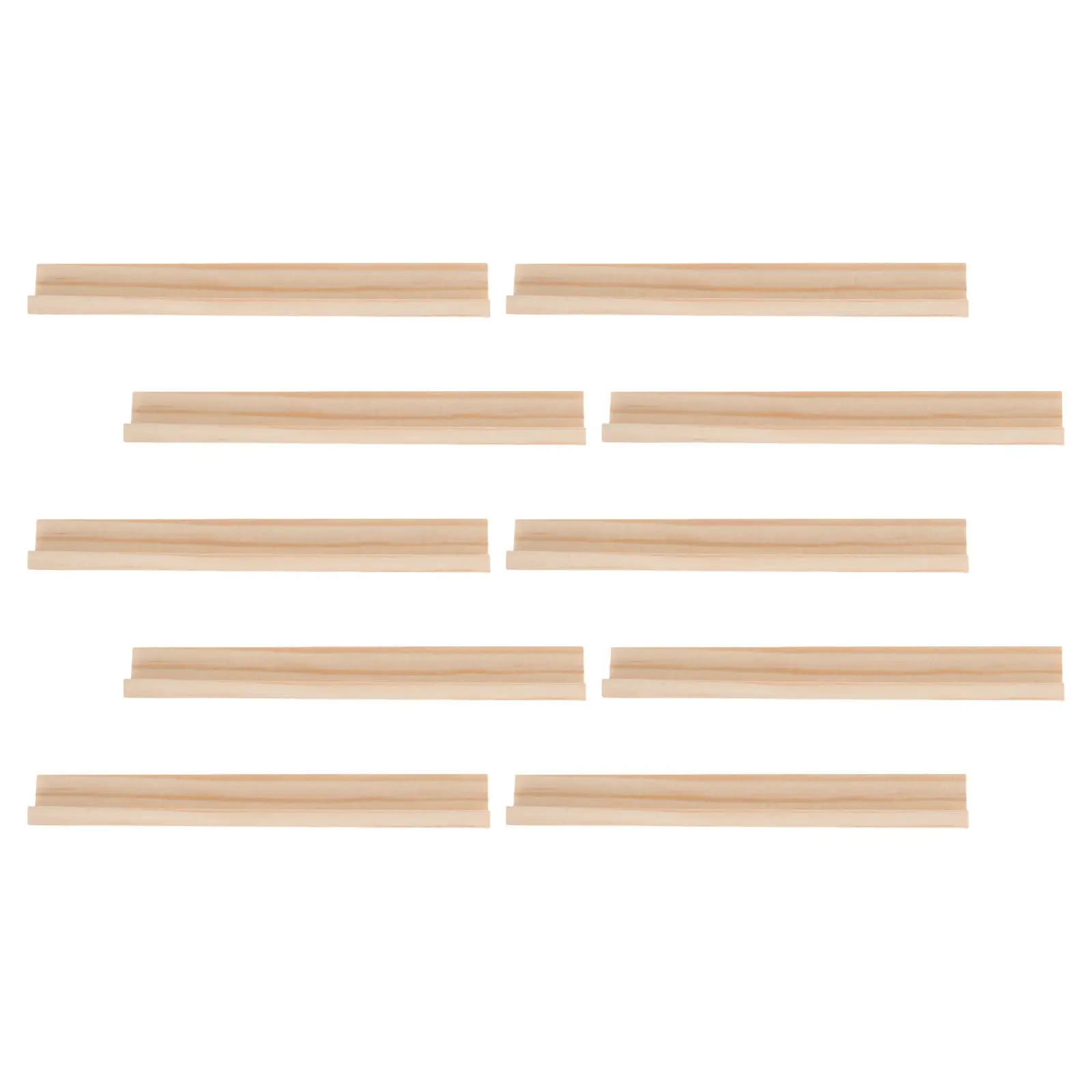 10Pcs Wooden Domino Holder Racks Natural Finish Board Game Organizer Tray Stands for Mahjong Mexican Train Word Tiles Crafts