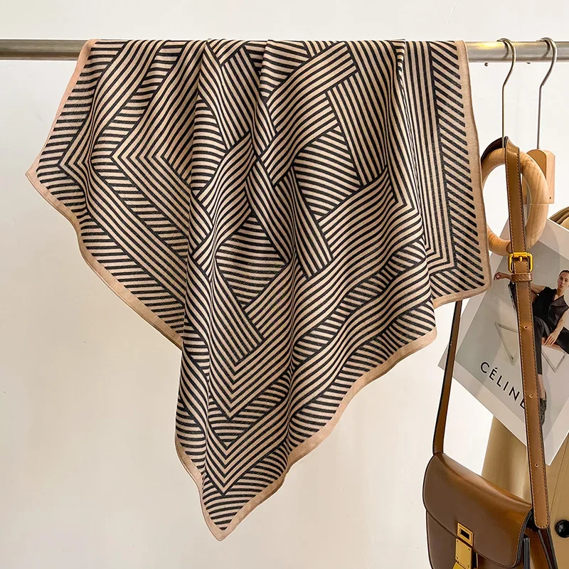 Striped Print Hijab Scarf Female Foulard Bandana Neck Wrap Shawl Women Hijab Pashmina Small Square Scarves Bufanda