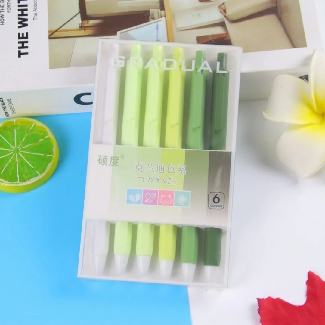 

6Pcs Morandi Gel Pens Set, Retractable ST Tip Ballpoint Pens for Students, Aesthetic School Stationery