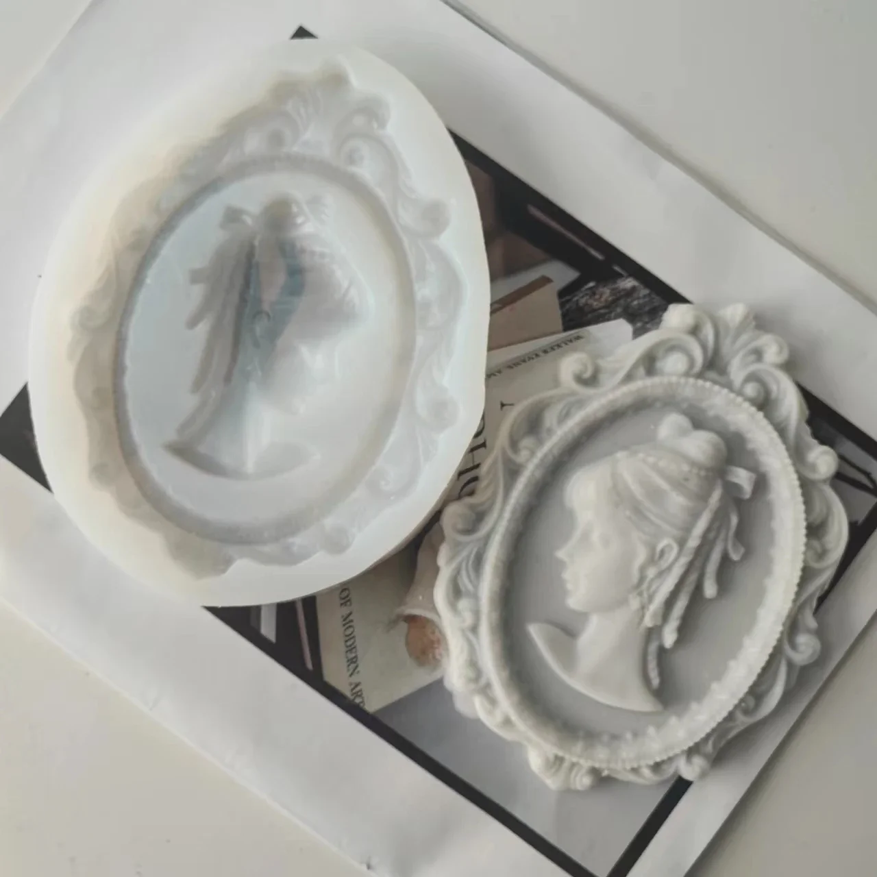 Mirror Frame Lady Cake Border Silicone Mold Cameo Picture Wedding Cupcake Fondant Cake Decorating Tools Candy Chocolate Moulds