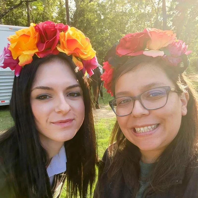 花嫁のための花の王冠のヘッドバンド、メキシコのバラの花輪、ハロウィーンのパーティーコスチューム、マスクされたボール、1個