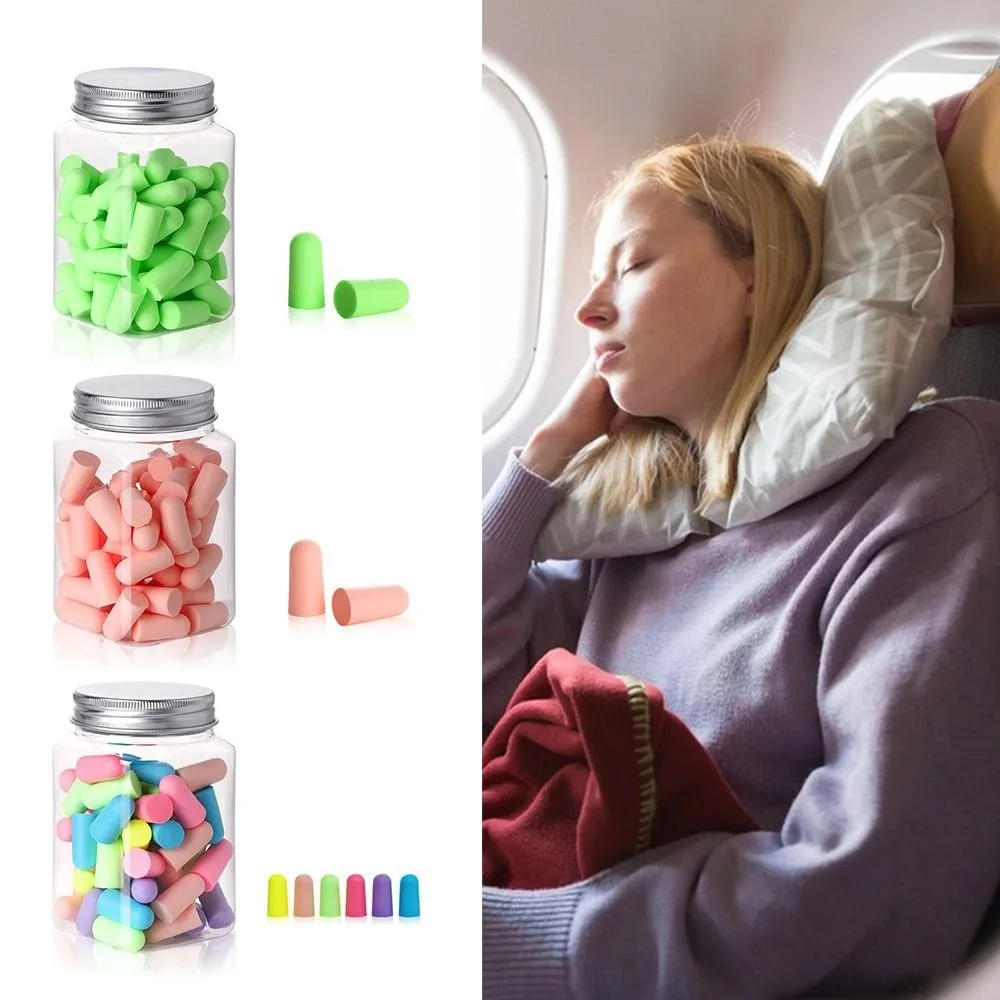 60/120PCS Multicolor Sponge Earplugs Slow Rebound Sponge Travel Earplugs Soft Sound Insulation Noise Reduction Earplugs