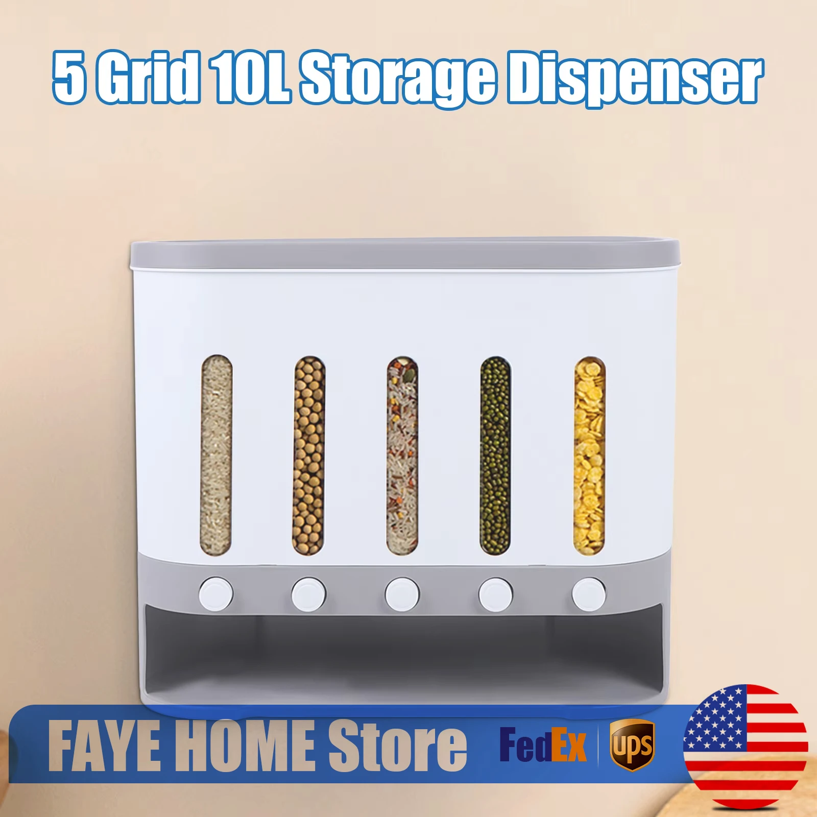 

Kitchen Cereal Containers Storage Dry Food Containers Wall Mounted Dispenser