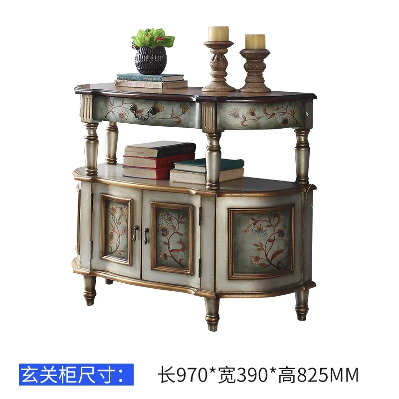 

Xuanguantai светлый роскошный ретро декоративный шкаф из цельного дерева, настенный боковой шкаф, перегородка, европейский стиль