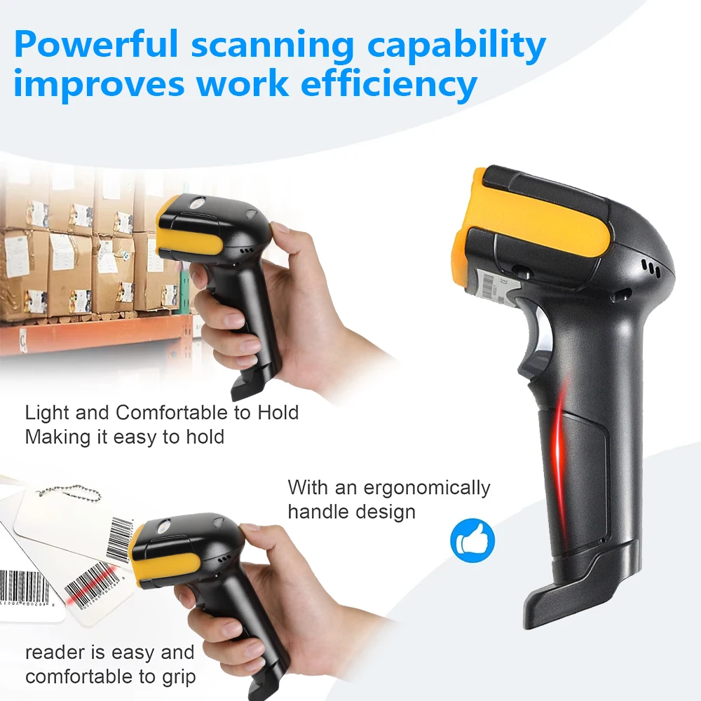 Wireless 2D Barcode Scanner Handheld 1D/2D/QR Barcode Scanner 2.4G Wireless USB Wired Bar Code Reader