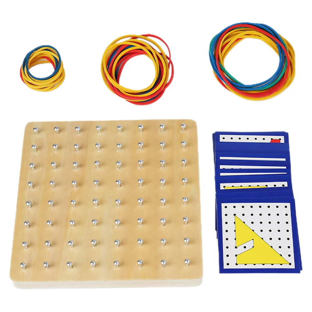 التعلم المبكر Geoboard لوحة ألغاز الرياضيات الخشبية للأطفال الهندسة التعليم الجذعية لعبة لوحة الأظافر مجموعة أدوات رياضية