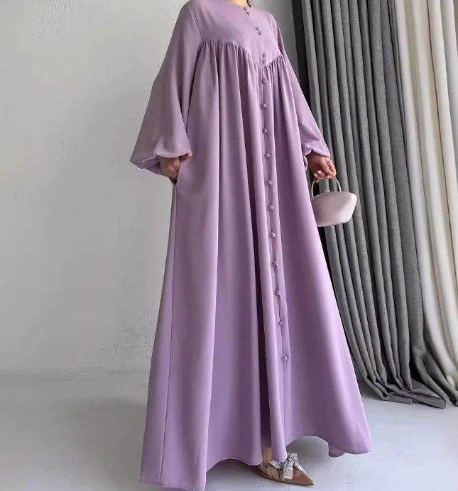 Women's Dress 2025 Autumn Winter Latest Solid Color Round Neck Minimalist Style Comfortable Casual Loose Maxi Dress Long Skirt