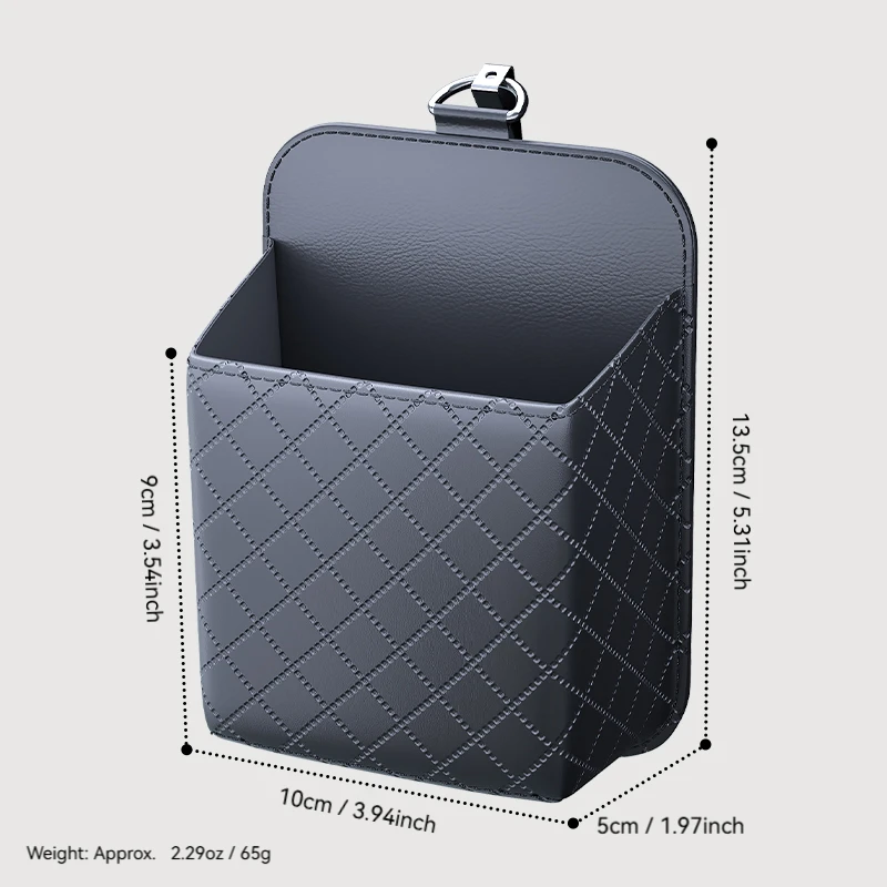 PU Leather Car Air Vent Organizer - Hanging Storage Box for Phone, Coins, Sunglasses & Small Items - Auto Interior Accessories