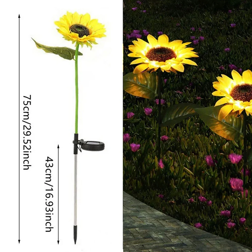 Outdoor Solar Sunflowers Smart Sense Garden Lights Yard Wedding Thanksgiving Decor Light Waterproof Led Lawn Light