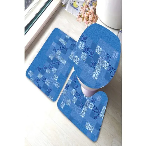 Inca Carpet Antibacterial Washable Non-Slip Dot Sole 3'lü Toilet Seat Pad (60CM x 100CM - 55CM x 60CM - 47CM x 50CM) İNKZ6111