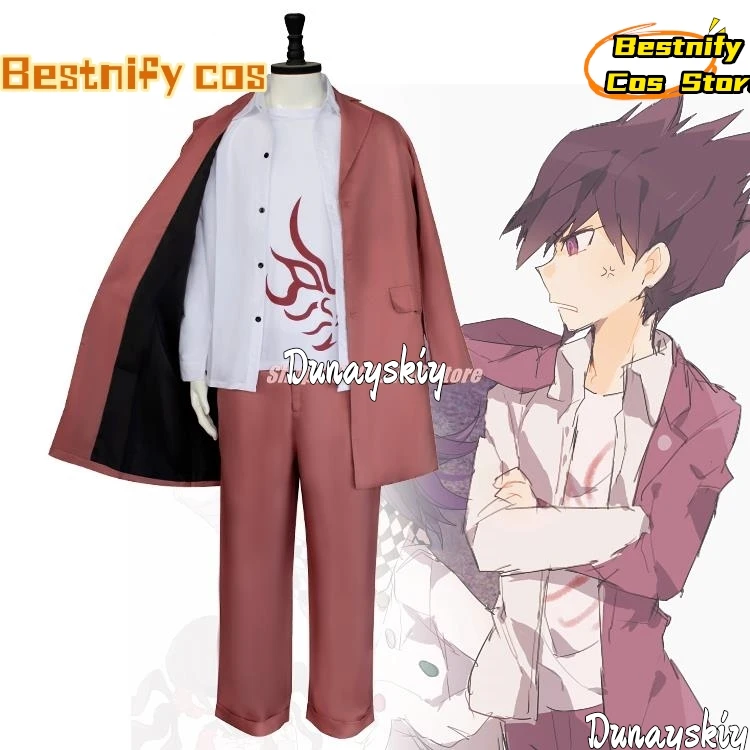 Anime Danganronpa Momota Cosplay Costumes Brick Red Tops Pants Outfit  Carnival Halloween ComiCon Uniform For Men Clok