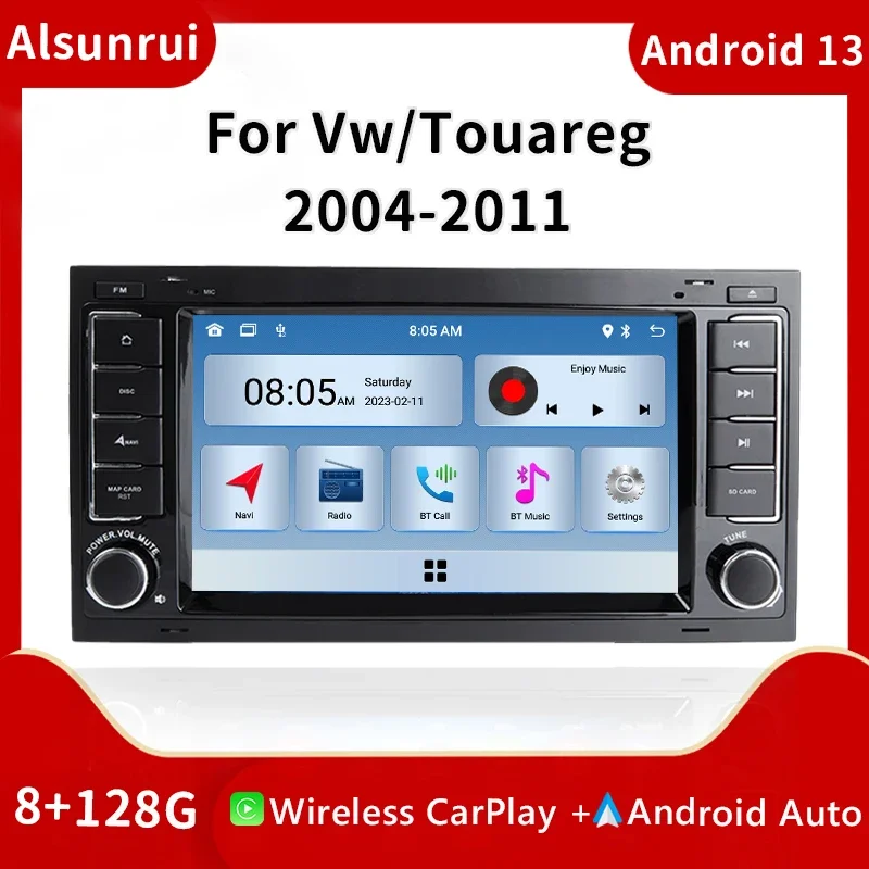 

Автомагнитола Carplay 2DIN на Android 13 для VW/Volkswagen/Touareg/Transporter T5 2004-2011, мультимедийный стерео-экран с GPS-навигацией, 4G