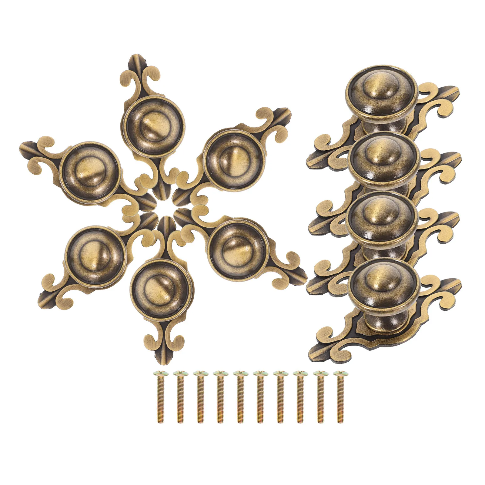 10Pcs Bronze Round Drawer Pulls Vintage Cabinet Knobs Solid Door Handles for Kitchen Dresser Cupboard Bin Upgrade