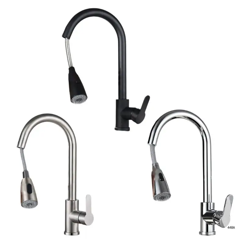 Modern Steel Kitchen Tap with Pull Out Functionality & Water Saving Designs Single Handle Kitchen Tap Quick Installation