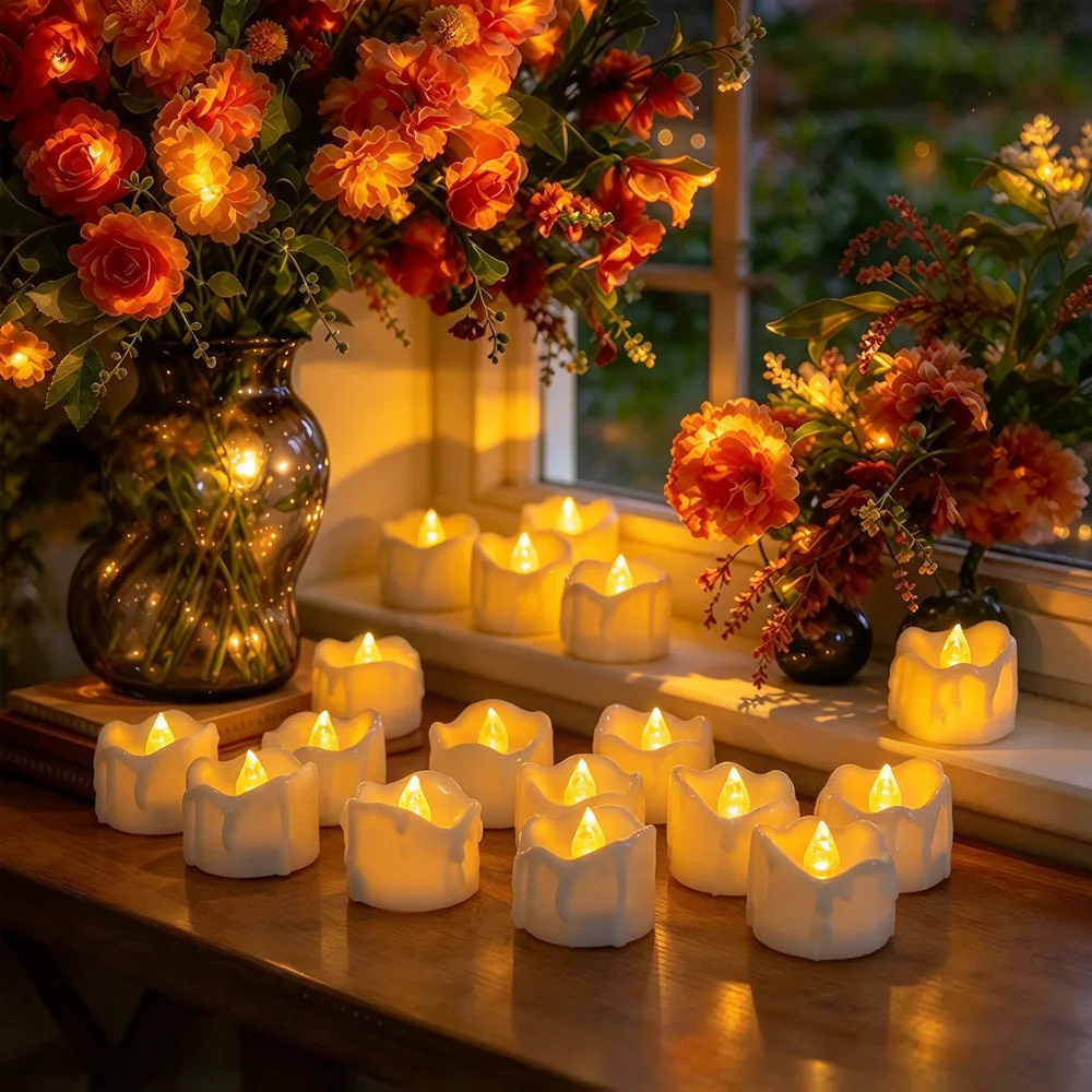 12/24pcs Pack Flameless Battery Tea Lights Votive Candle Electric LED Bulk Mini Candles for Wedding Christmas Party Table Decor