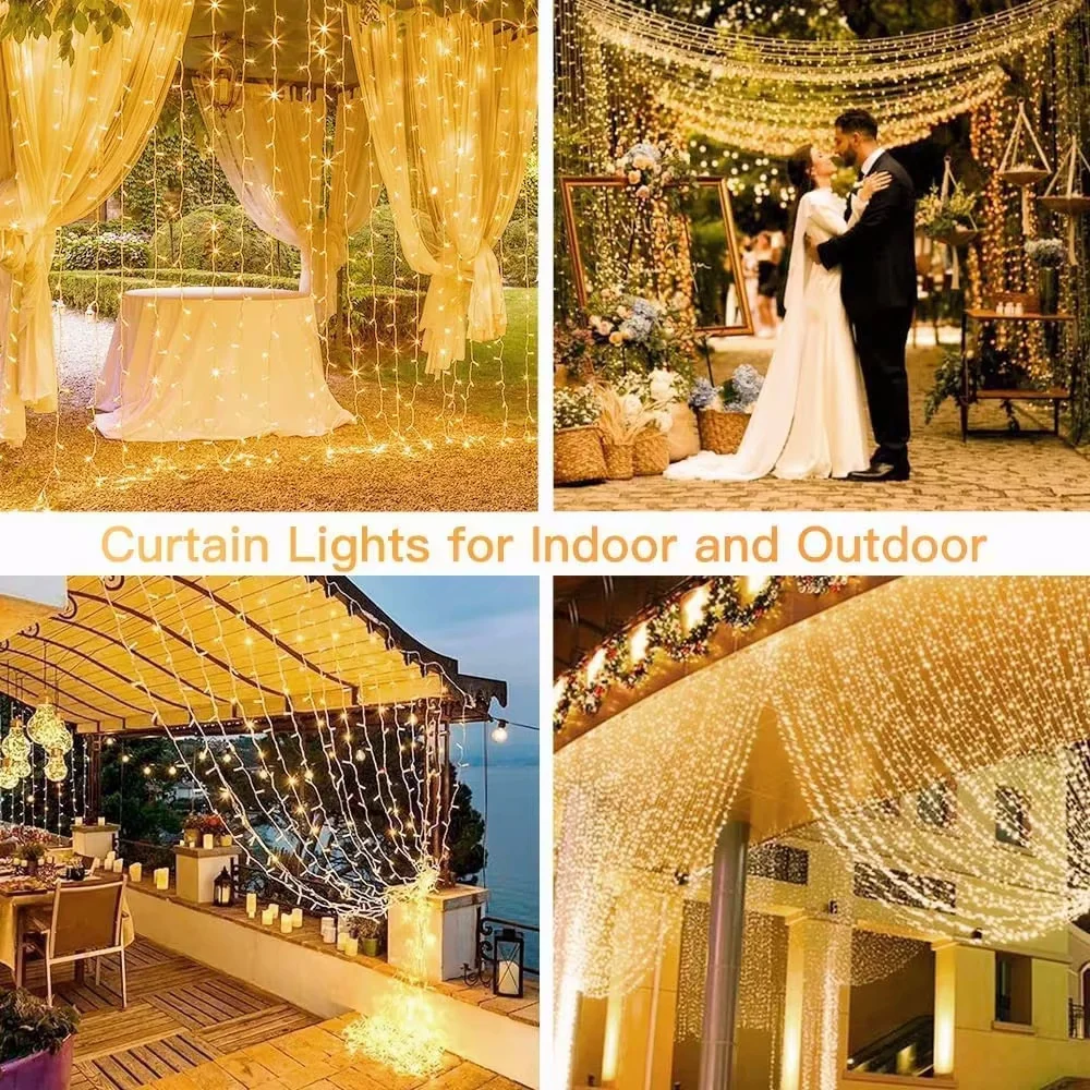 3M String Lights Holiday Wedding Fairy Light Garland Lights for Bedroom  8Mode Remote Control Curtain LED Christmas Decoration