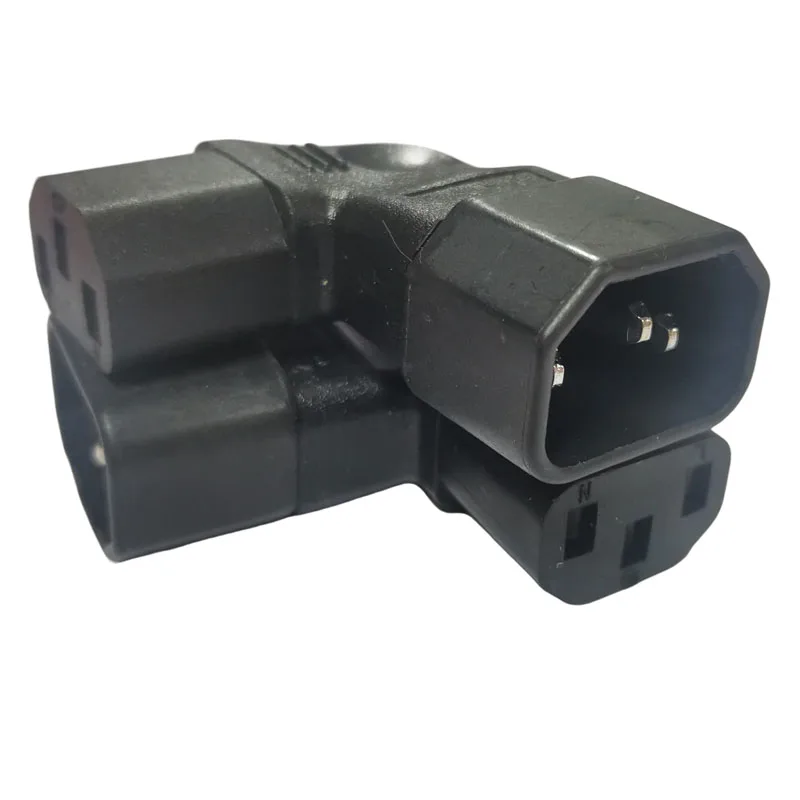 أسود الزاوية اليمنى/اليسرى 10A 250 فولت IEC320 C14 ذكر إلى C13 أنثى وعاء قابس مهايئ الطاقة لتلفزيون LED جدار جبل