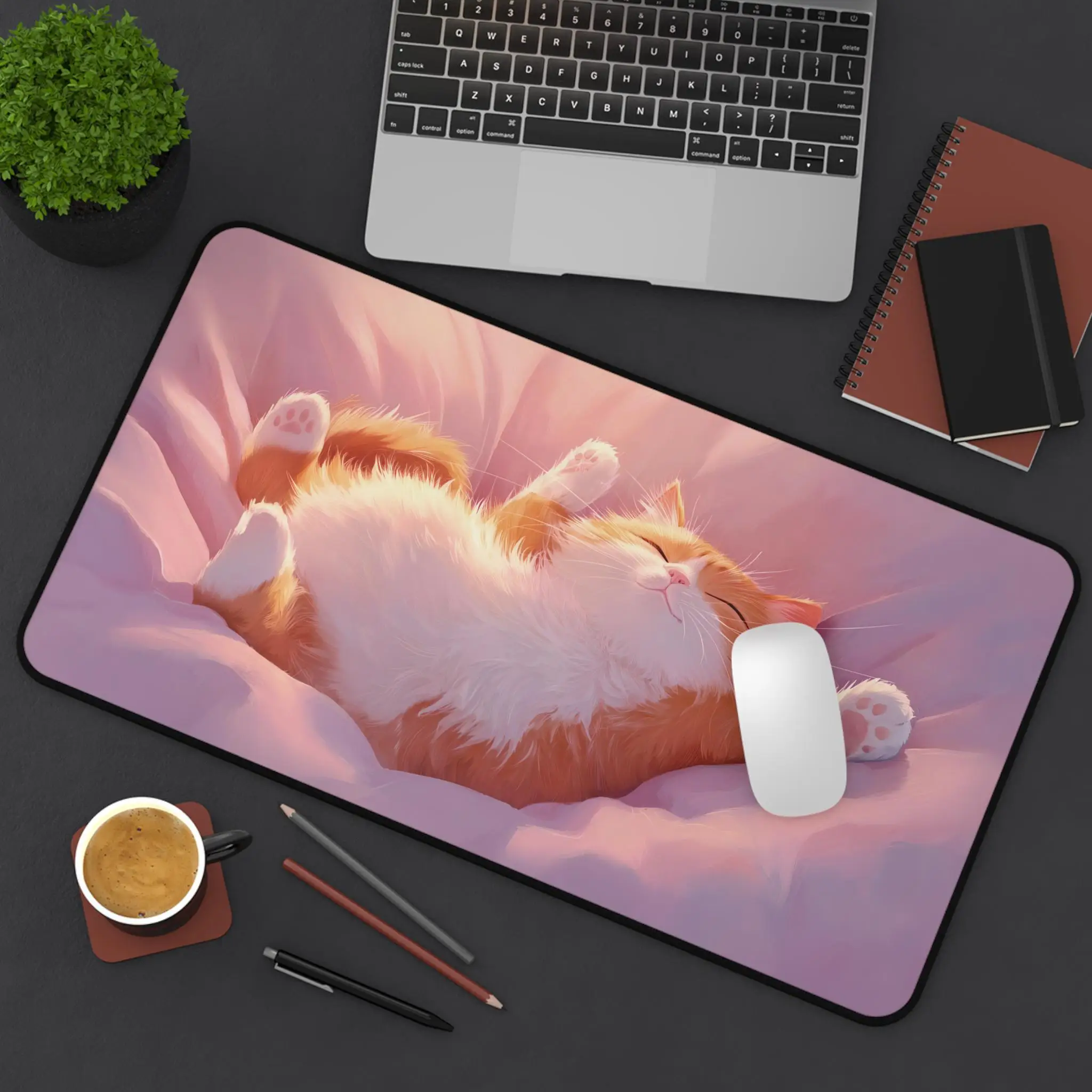 Cute Chubby Cat Patterned Desk Mat, Non-slip and Waterproof Gaming Mousepad,office Decorative Desk Mat, Perfect Gift for Friends