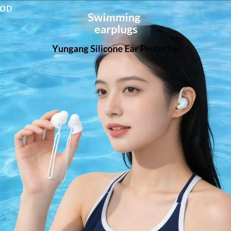 

1Pair Swimming Earplugs With Lanyard To Prevent Loss Silicone Earplugs For Water Resistance Suitable For Diving And Swimming